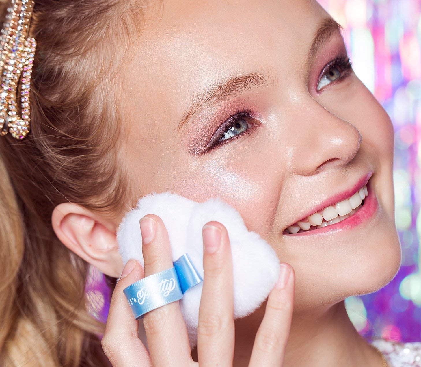 Petite 'n Pretty Cloud Fluff, Shimmer Body Puff - Body Makeup for Kids, Tweens, Teens - Lightly Scented Body Shimmer, Pink Body Glitter