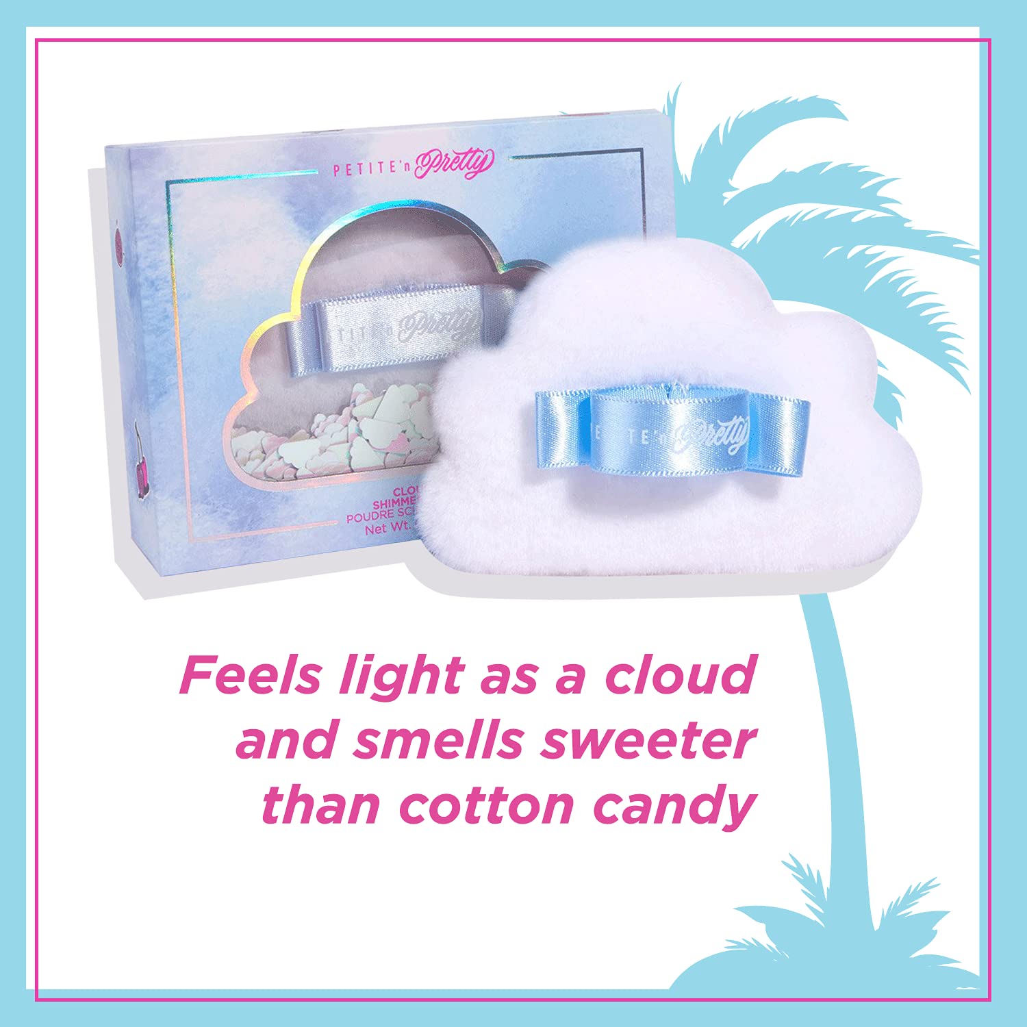 Petite 'n Pretty Cloud Fluff, Shimmer Body Puff - Body Makeup for Kids, Tweens, Teens - Lightly Scented Body Shimmer, Pink Body Glitter