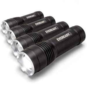 eveready led flashlights (4-pack) s300 pro, ipx4 water resistant tactical flashlight, bright edc torches for camping, outdoors, power outage emergencies