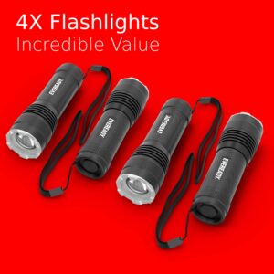 Eveready LED Flashlights (4-Pack) S300 PRO, IPX4 Water Resistant Tactical Flashlight, Bright EDC Torches for Camping, Outdoors, Power Outage Emergencies