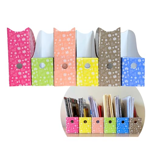 Evelots Magazine File Holder Organizer (6 Pack) Improved Front Fold-Extra Stable Flowers