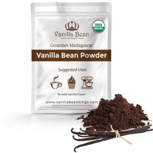 vanilla bean powder - 100% pure ground madagascar vanilla powder - for cooking, baking, & additional flavoring - add to coffee, tea, yogurt, & shakes - raw, unsweetened, no fillers or additives - 1 oz