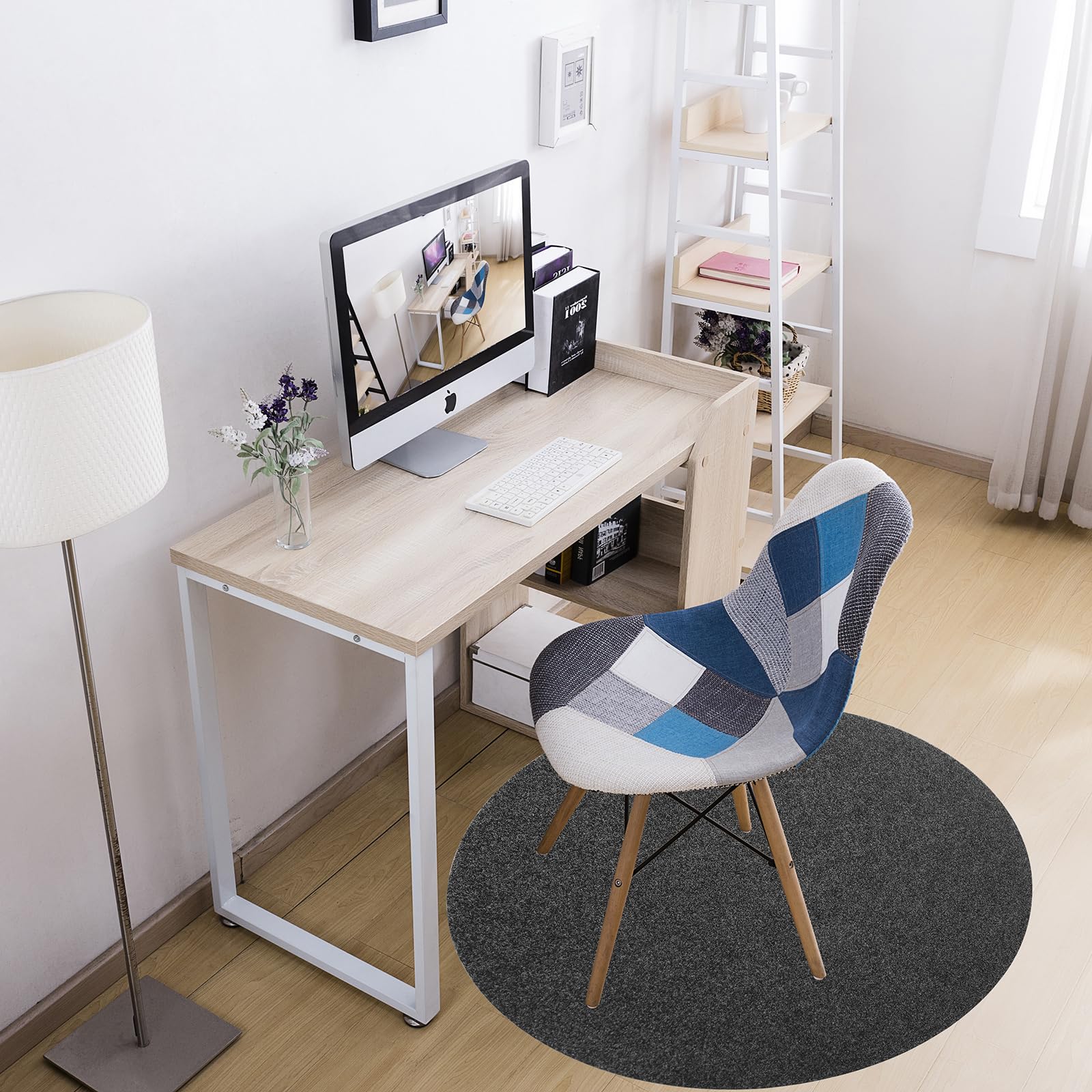 NCONE Office Chair Mat, Round Floor Mat for Home, 39inch Diameter Low Pile Heavy Duty Non Slip Multi-Purpose Desk Chair Mat Rug for Hardwood Tile Floor Carpets (Dark Grey)