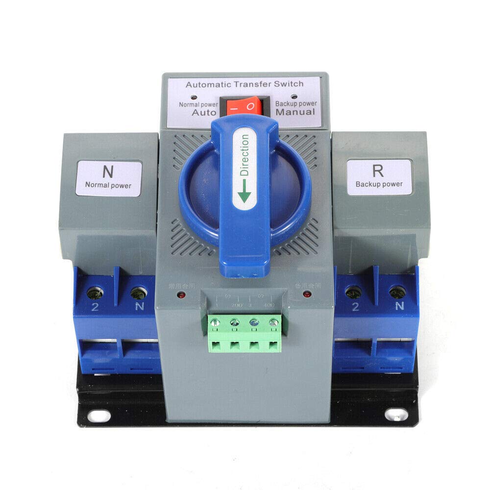 Automatic Transfer Switch 6A-63A 2P Dual Power Transfer Switch AC110V 60hz Conversion Device (2P/63A)