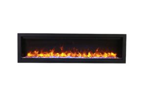 amantii sym-74-bespoke symmetry series bespoke 74-inch built-in electric fireplace with remote, ice media, black steel surround