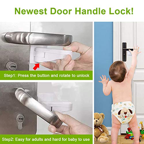 Childproof Door Lever Lock (6-Pack), Baby Proofing Door Handles Deter Toddler Pets from Opening Lever Doorknob or Getting Locked in Rooms - Child Safety - Easy Install Use