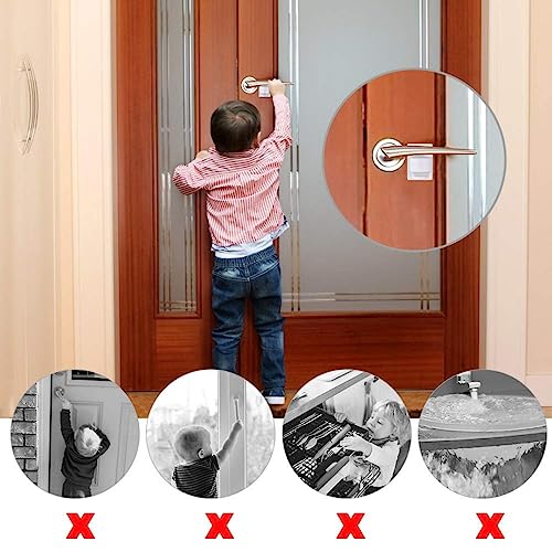 Childproof Door Lever Lock (6-Pack), Baby Proofing Door Handles Deter Toddler Pets from Opening Lever Doorknob or Getting Locked in Rooms - Child Safety - Easy Install Use