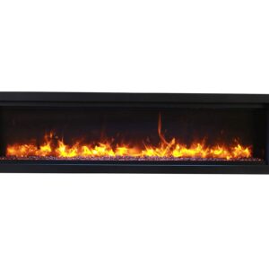 Amantii SYM-74-BESPOKE Symmetry Series Bespoke 74-Inch Built-in Electric Fireplace with Remote, Ember Media, Black Steel Surround