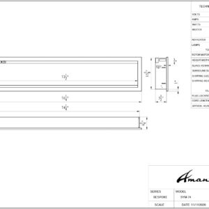 Amantii SYM-74-BESPOKE Symmetry Series Bespoke 74-Inch Built-in Electric Fireplace with Remote, Ember Media, Black Steel Surround