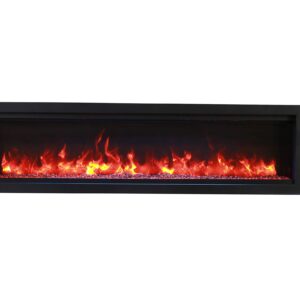 Amantii SYM-74-BESPOKE Symmetry Series Bespoke 74-Inch Built-in Electric Fireplace with Remote, Ember Media, Black Steel Surround