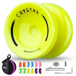 magicyoyo k2 yoyo for kids, responsive yoyo professional plastic yoyo ball, unresponsive yoyo for adults with concave bearing, 12 yoyo strings, bearing puller, yo-yo case (yellow)