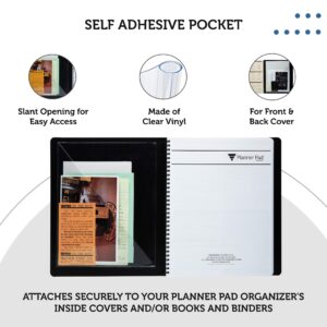 Planner Pad Insta Pockets, Front and Back Planner Pocket Combo, Personal Size, Clear Vinyl, 6 ½” x 8”