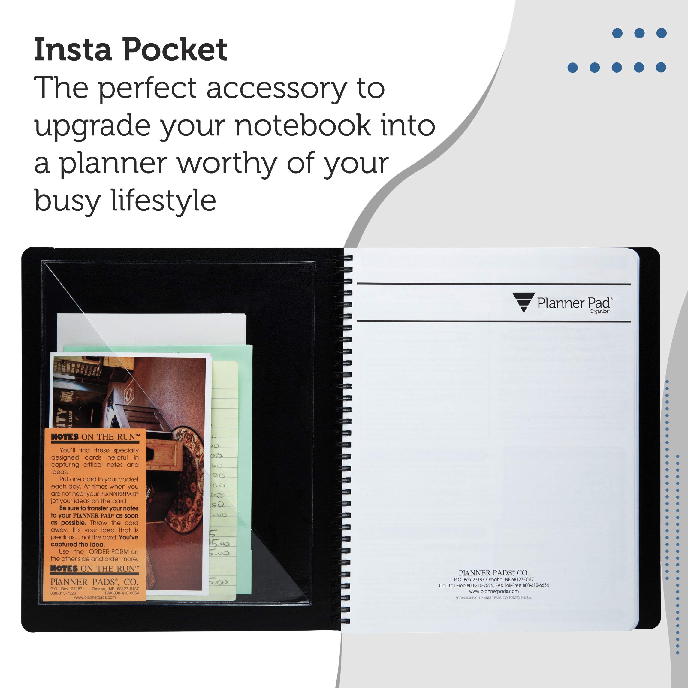 Planner Pad Insta Pockets, Front and Back Planner Pocket Combo, Personal Size, Clear Vinyl, 6 ½” x 8”