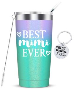 kooldrink best mimi ever-grandma gifts from granddaughter grandson-mothers day birthday christmas gifts for grandma mom-insulated travel mug with lid and straw 20ounce multicolor