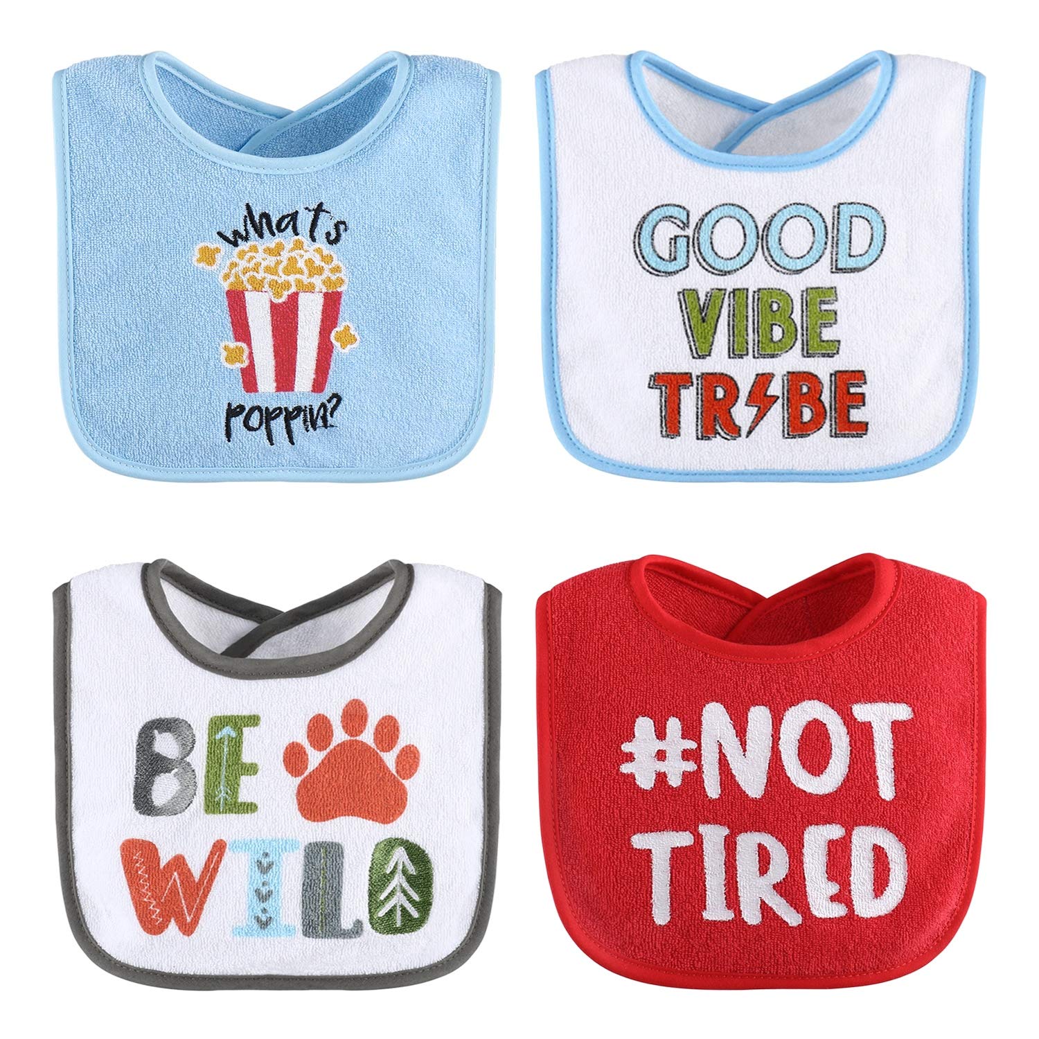 The Peanutshell Terry Bib Set for Baby Boys, 8 Pack Set for Feeding, Teething, Drooling