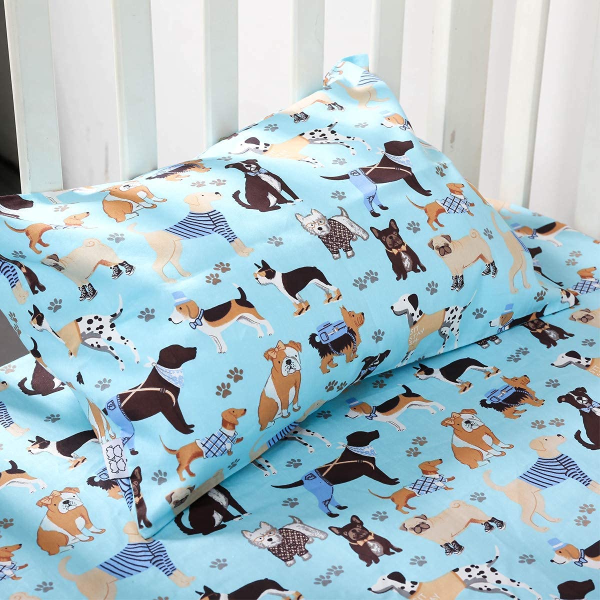 Cloele Kids Toddler Pillowcase Envelope Travel Pillowcase Baby Pillow Cover Fits Pillows Sized 12x16 or 13x18-1 Pack Soft Children’s Bedding Pillowslip Case for Boys and Girls - Blue Dog