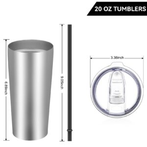 VEGOND 20oz Tumbler Bulk with Lid and Straw 12 Pack, Stainless Steel Vacuum Insulated Tumbler, Double Wall Coffee Cup Travel Mug, Stainless Steel