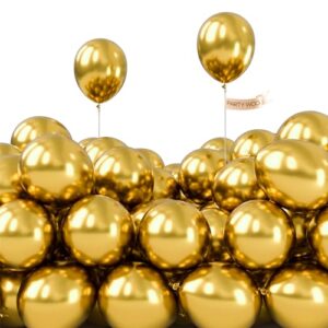 partywoo metallic gold balloons, 50 pcs 5 inch gold metallic balloons, gold balloons for balloon garland or balloon arch as party decorations, birthday decorations, baby shower decorations, gold-g101