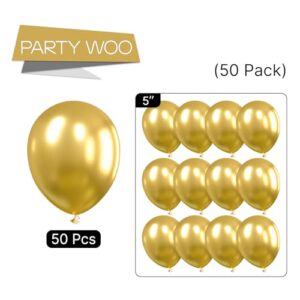 PartyWoo Metallic Gold Balloons, 50 pcs 5 Inch Gold Metallic Balloons, Gold Balloons for Balloon Garland or Balloon Arch as Party Decorations, Birthday Decorations, Baby Shower Decorations, Gold-G101