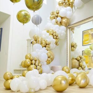 PartyWoo Metallic Gold Balloons, 50 pcs 5 Inch Gold Metallic Balloons, Gold Balloons for Balloon Garland or Balloon Arch as Party Decorations, Birthday Decorations, Baby Shower Decorations, Gold-G101