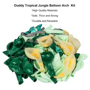 Jungle Safari Party Balloons Arch Garland Kit, 139Pcs Metallic Gold Green Confetti Balloons with Tropical Palm Leaves for Animal Wild One Birthday Dinosaur Party Safari Baby Shower for Boys Supplies