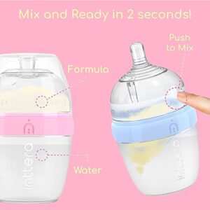 INTTERO 6oz Pink Formula Dispenser Anti-Colic Baby Bottles - 2 Pack/Slow Flow (Cute Pink) — Everyday Baby Essential — Formula Bottle On The Go — Biberones para Formula — Pop Yummy Baby Mixie Brezza