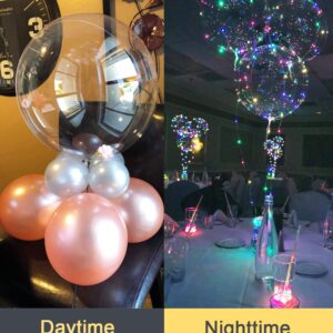 LED Balloons 10 Pack, Light Up Balloons 20 Inches Clear Helium Bobo Balloons, Glow Bubble Balloons with String Lights for Valentines Day Halloween Christmas Wedding Birthday Party Decoration