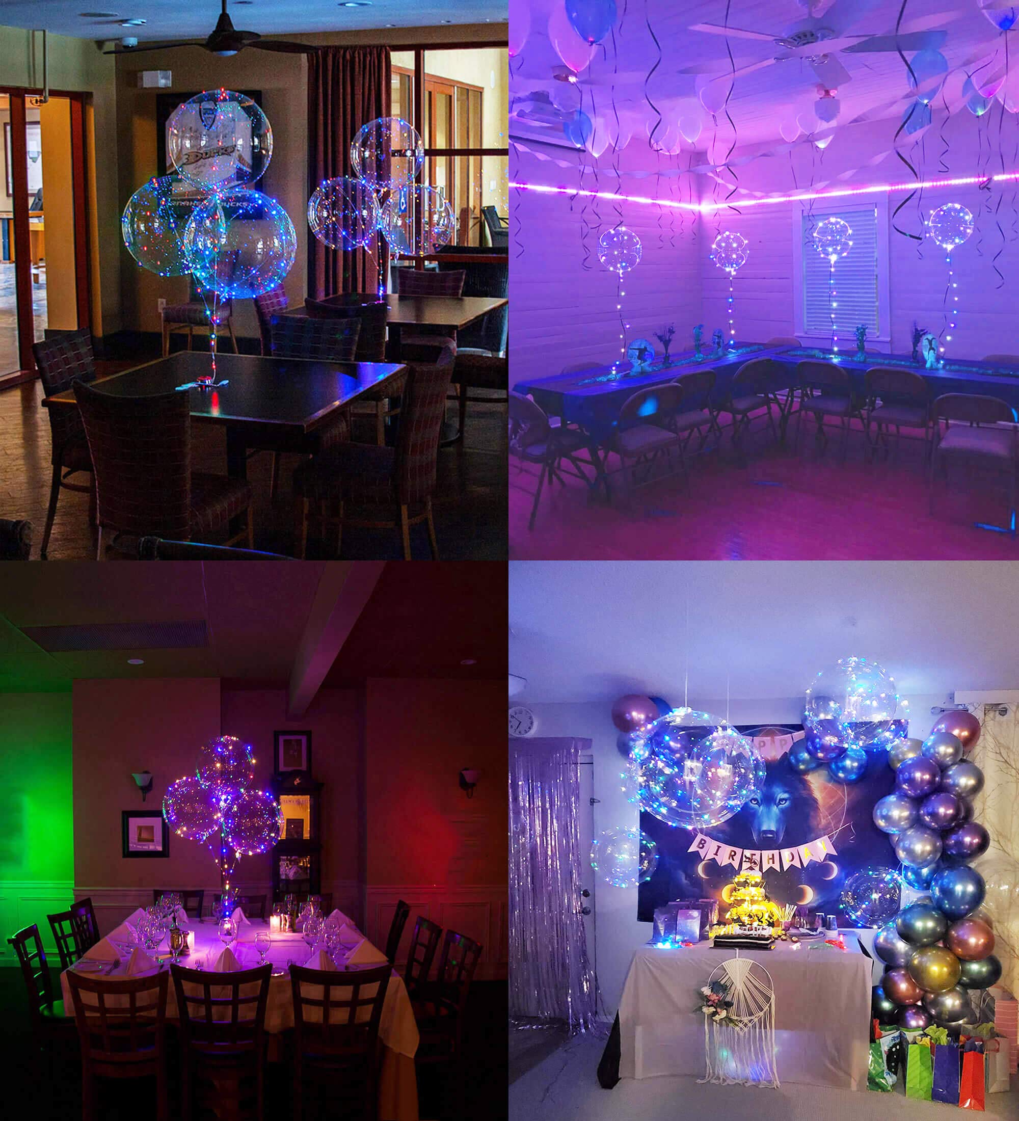 LED Balloons 10 Pack, Light Up Balloons 20 Inches Clear Helium Bobo Balloons, Glow Bubble Balloons with String Lights for Valentines Day Halloween Christmas Wedding Birthday Party Decoration