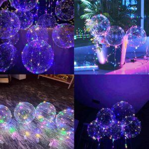 LED Balloons 10 Pack, Light Up Balloons 20 Inches Clear Helium Bobo Balloons, Glow Bubble Balloons with String Lights for Valentines Day Halloween Christmas Wedding Birthday Party Decoration