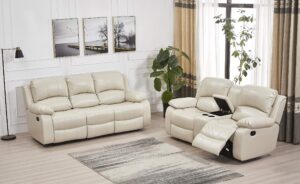 betsy furniture 2pc bonded leather recliner set, sofa, loveseat, 8018, beige