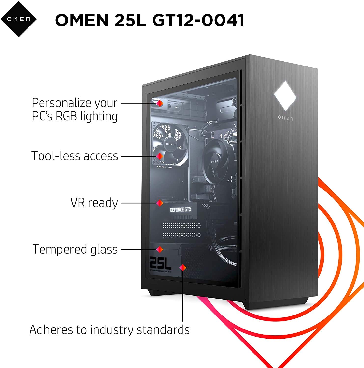 2021 Newest HP OMEN 25L Gaming Desktop PC, AMD 8-Core Ryzen 7 3700X(Up to 4.4GHz), GeForce RTX 3060 12GB, HyperX 16 GB DDR4 RAM, 1TB HHD+512GB PCIe NVMe SSD, Windows 10, RGB Lighting + Generic Mouepad