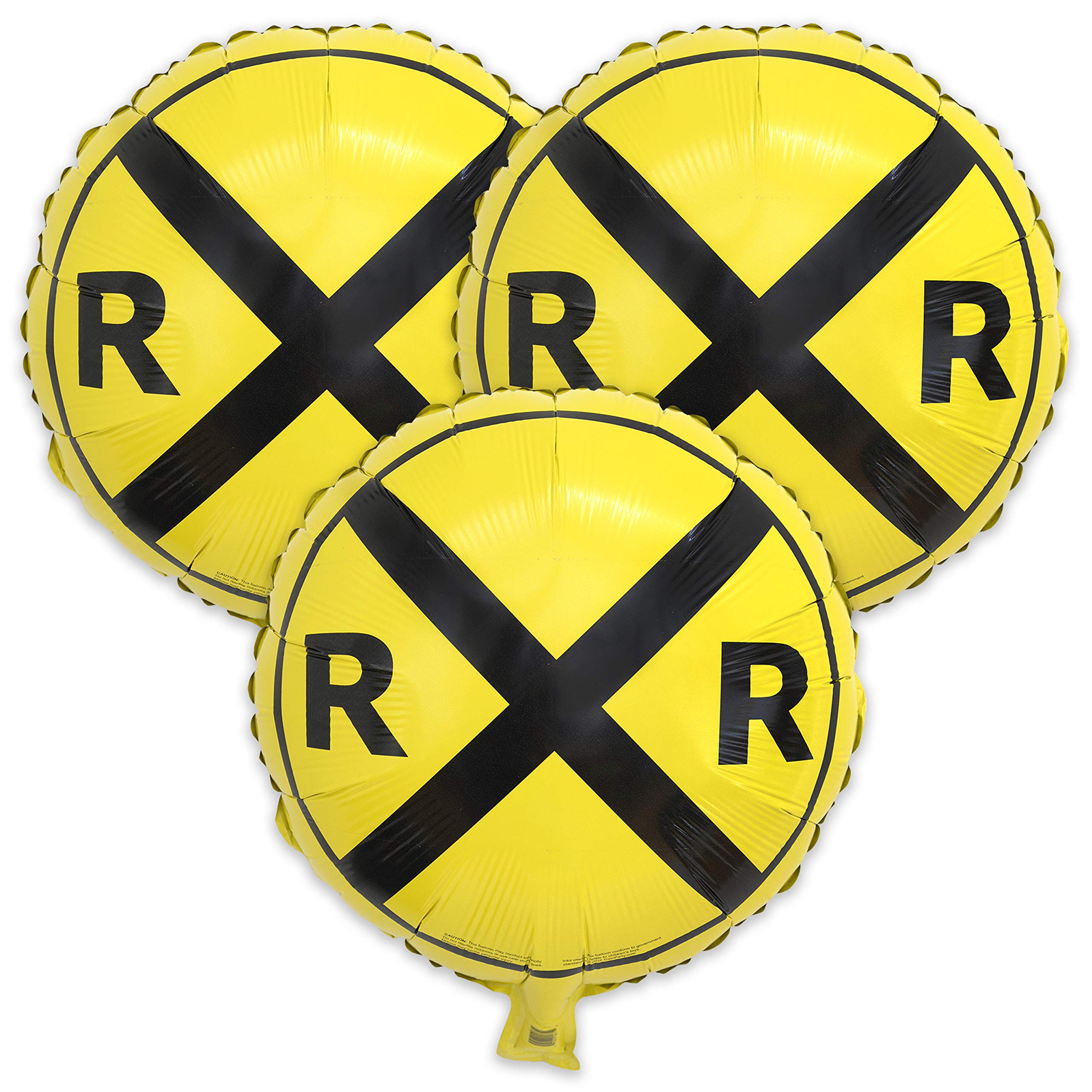 Havercamp Railroad Party Balloons (3 Pcs.)! 3 Round Mylars are great for Train Themed Events, Kid's Birthday Party, Train Collectors, Retirement Party, Father's Day, Graduations.