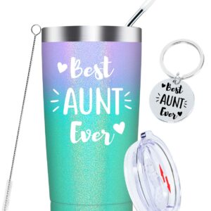 Best Aunt Ever-Stainless Steel Insulated Aunt Tumbler Cup Birthday Christmas Gifts for Aunt from Niece Nephew Gifts for Auntie,Aunt to be,New Aunt,Aunt Pregnancy Announcement 20 Ounce Multicolor