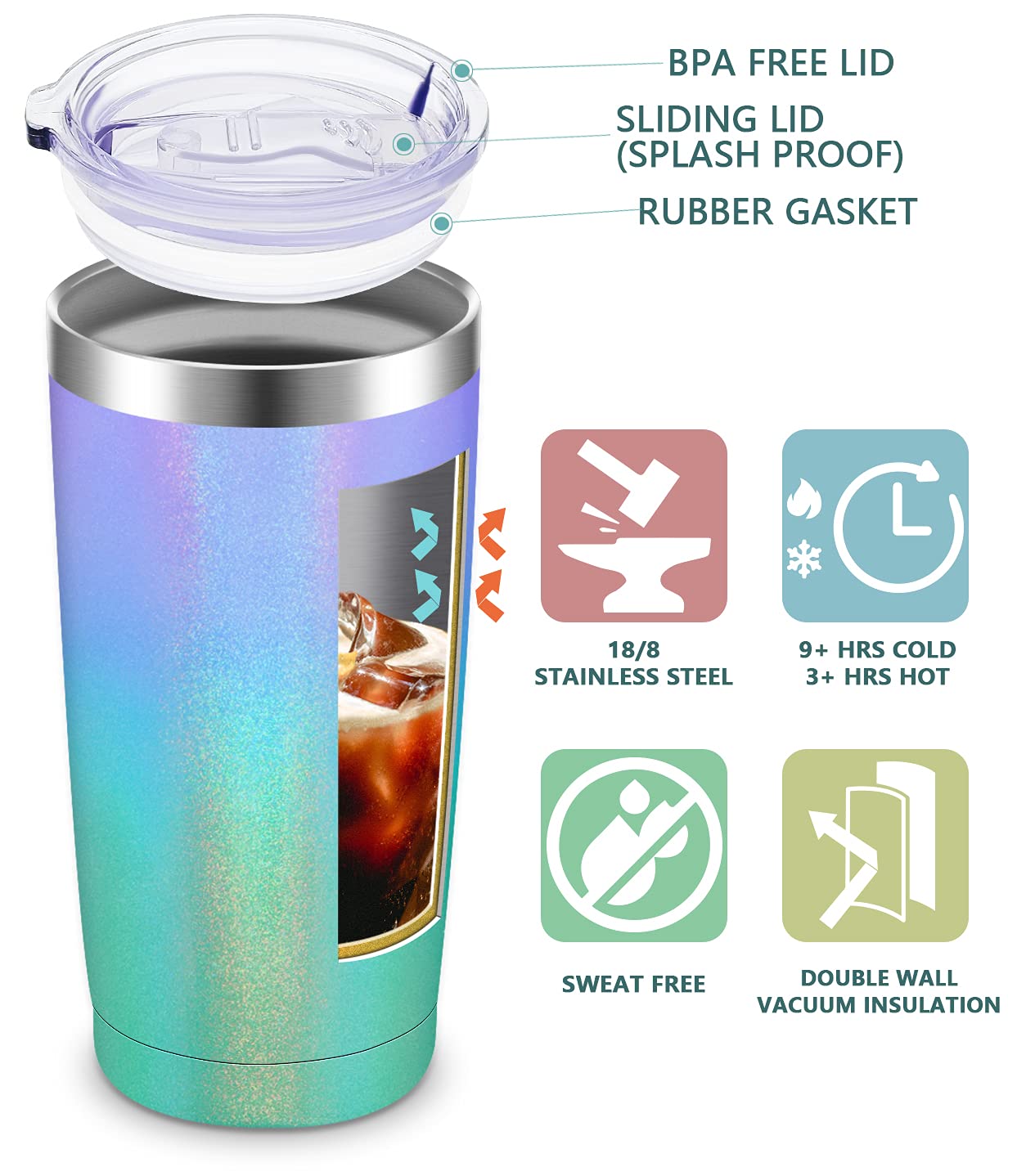 Best Aunt Ever-Stainless Steel Insulated Aunt Tumbler Cup Birthday Christmas Gifts for Aunt from Niece Nephew Gifts for Auntie,Aunt to be,New Aunt,Aunt Pregnancy Announcement 20 Ounce Multicolor