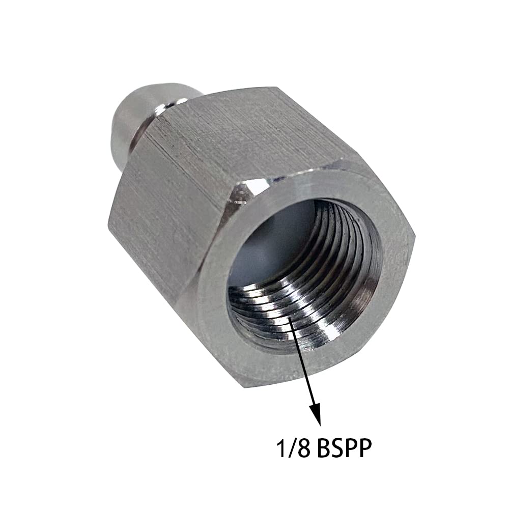 Universal 8mm Quick-Disconnect Plug Adapter, Stainless Steel 1/8" BSPP Female Thread, PCP Paintball Charging Fittings with Sealing O-Ring