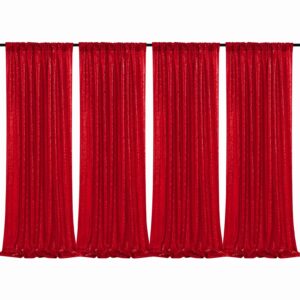 B-COOL 4 Panels 2ftx8ft Red Backdrop Sequin Backdrop Curtain Drapes Fabric for Wedding Holiday Spring Party Photography Decoration