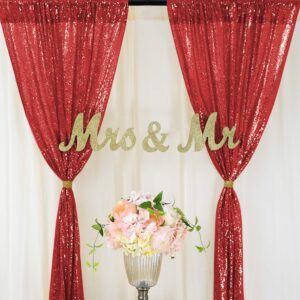 B-COOL 4 Panels 2ftx8ft Red Backdrop Sequin Backdrop Curtain Drapes Fabric for Wedding Holiday Spring Party Photography Decoration