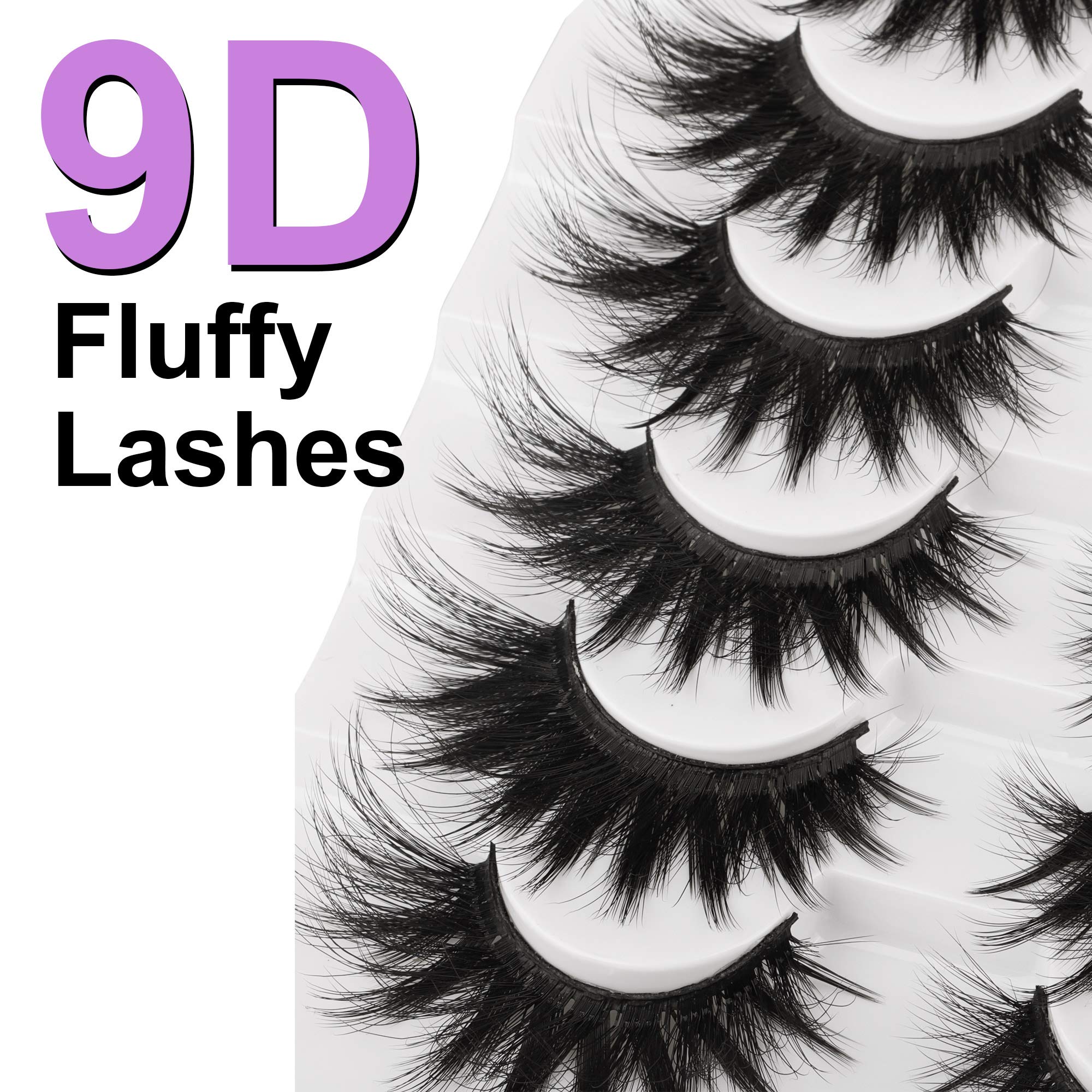 False Eyelashes Fluffy Mink Lashes 20MM Long False Lashes 9D Cat-eye Volume Faux Mink Lashes Pack 8 Pairs by FANXITON