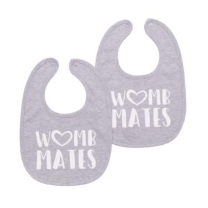 twinstuff womb mates twins baby bibs - 100% soft cotton, unisex twin bib set for boys and girls