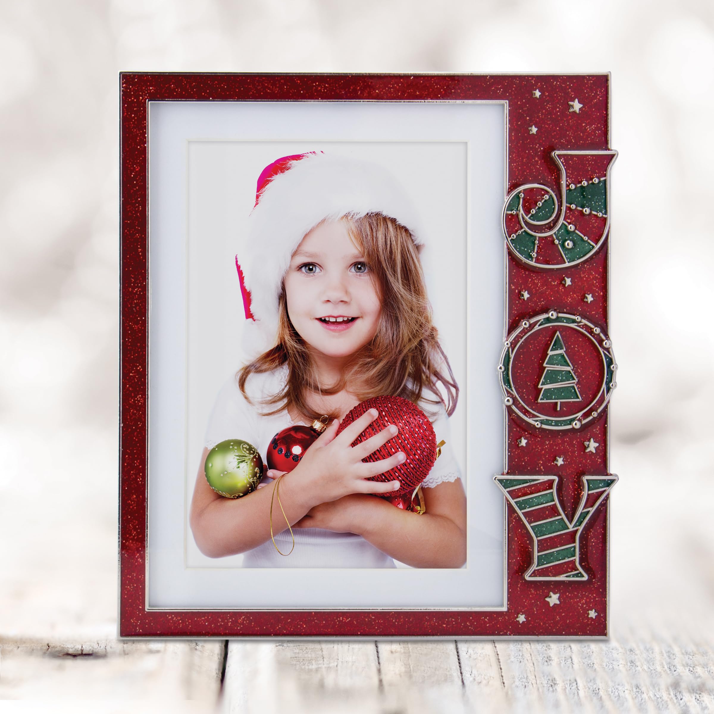 FINE PHOTO GIFTS Joy Christmas Red Pewter 4" x 6" or 5" x 7" Picture Frame