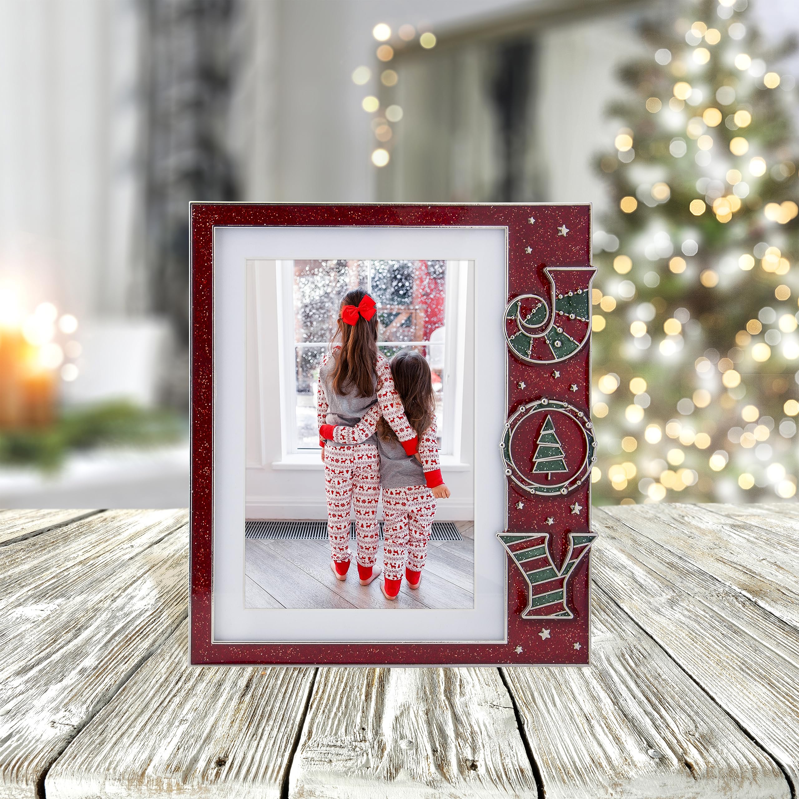 FINE PHOTO GIFTS Joy Christmas Red Pewter 4" x 6" or 5" x 7" Picture Frame