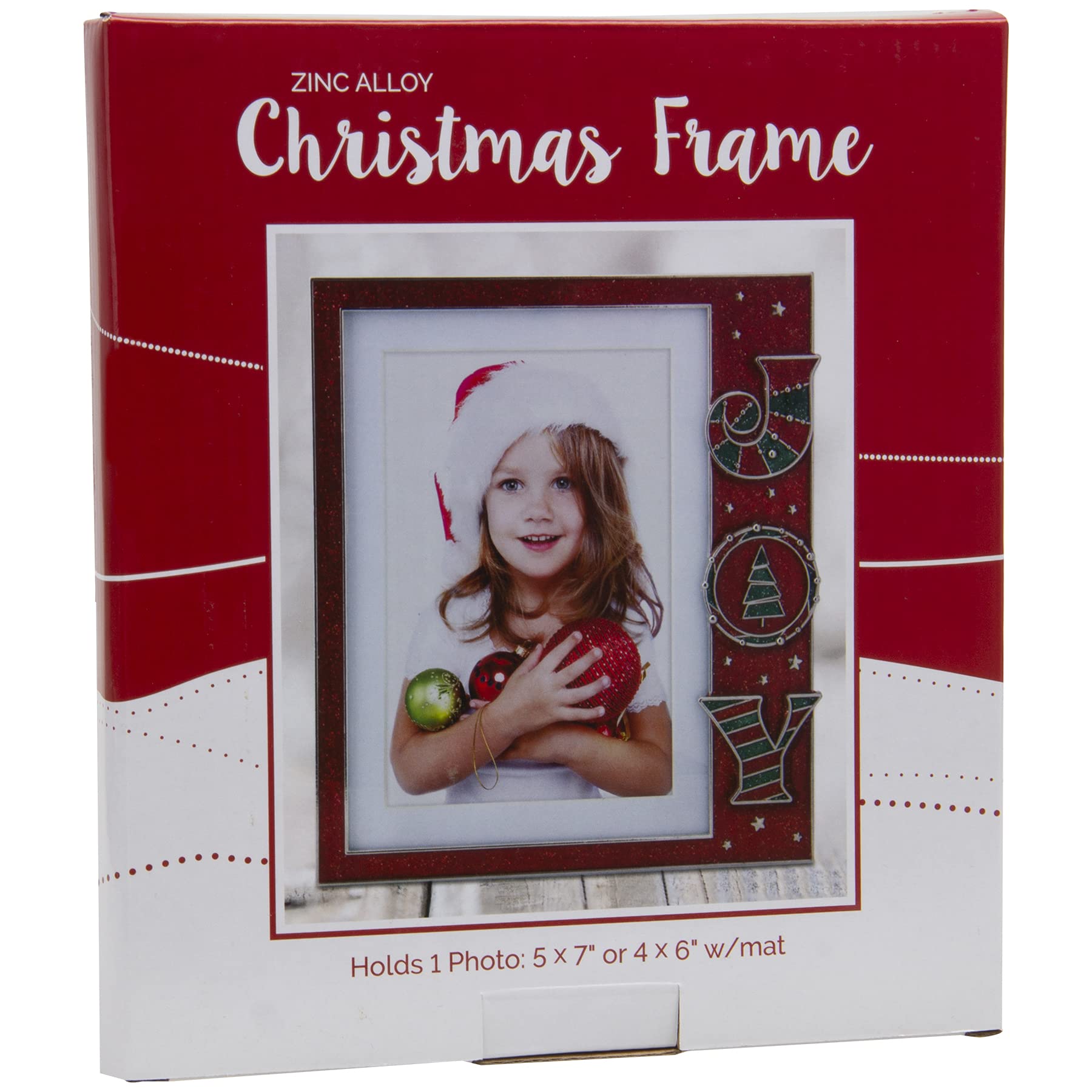 FINE PHOTO GIFTS Joy Christmas Red Pewter 4" x 6" or 5" x 7" Picture Frame