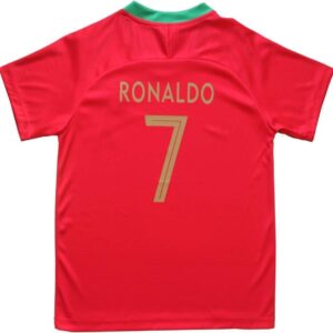 FPF 2018 Portugal #7 Home Red Cristiano Ronaldo Kids Soccer Football Jersey Gift Set Youth Sizes (Burgundy, 12-13 Years)