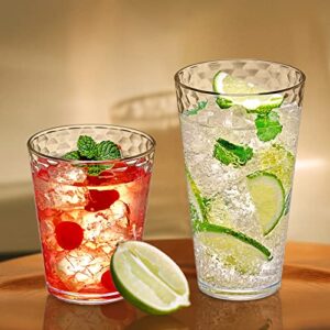 Amazing Abby - Snowflake - 16-Ounce Plastic Tumblers (Set of 8), Plastic Drinking Glasses, All-Clear Reusable Plastic Cups, Stackable, BPA-Free, Shatter-Proof, Dishwasher-Safe