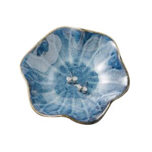 c&xanadu ring holder, leaf shape decorative earring stand, jewelry tray, key bowl, trinket dish for women birthday gifts, great gifts for friends, leaf blue