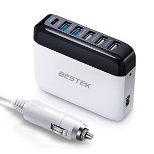 bestek multi ports usb car charger, fast charge 86w 9a quick charge 3.0 & usb-c pd car charger adapter with smart identification for cell phones, tablets and other usb devices