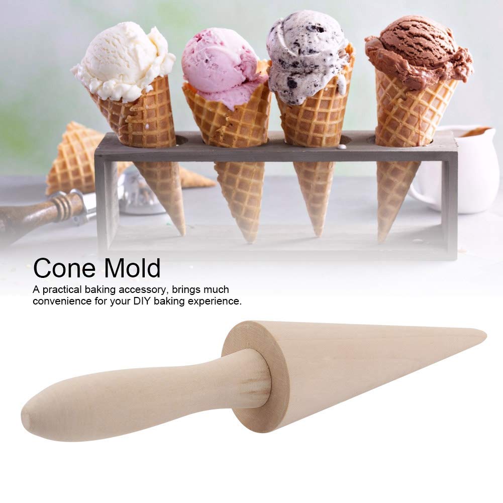 Ice Cream Cone Mold, Wooden Waffle Cone Roller, 9.1in Pizzelle Roller Cone Wooden Waffle Cone Roller Baking Pastry Roll Waffle Cone Baking Tool