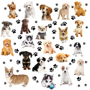109 pieces dogs and paws wall decals realistic 3d dog stickers dog prints decals paws vinyl wall stickers for kids boy girl baby bedroom living room bathroom home wall diy decor