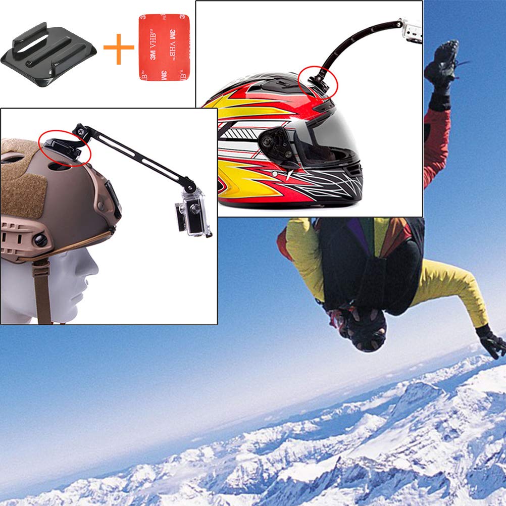 18 Pcs Adhesive Mounts for GoPro Cameras, 9 Pcs Curved Mounts & 9 Pcs Flat Mounts with Sticky Pads, Tape Mount to Your Helmet, Bike, Board, Car