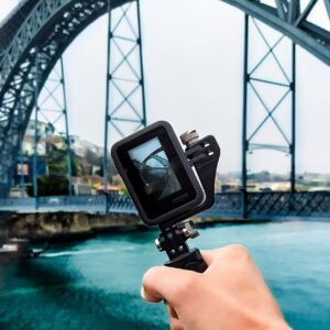 Dreampick Black Vertical Mount for GoPro Hero 4/5/6/7/8/9, DJI Osmo Action, Compatible with iPhone